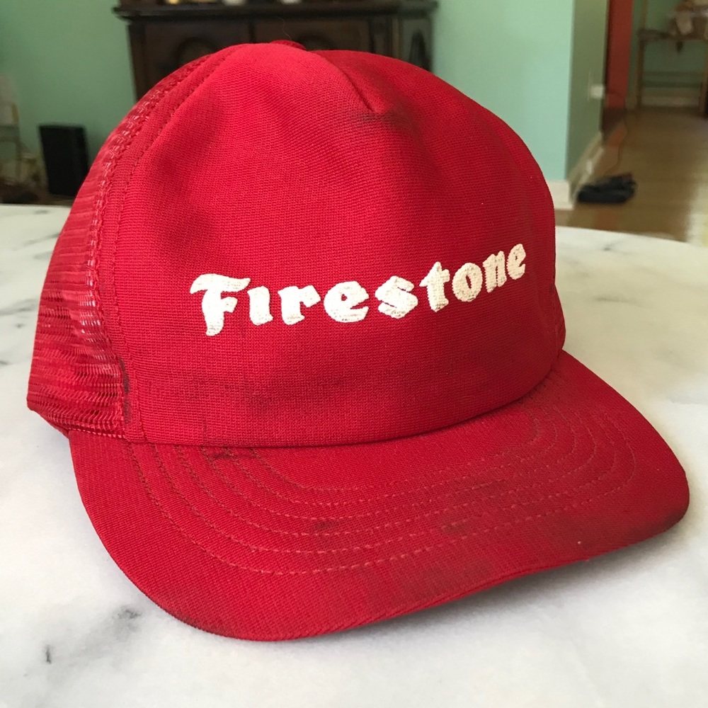 VTG Firestone trucker snapback hat vintage